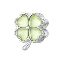 bamoer 1 PC 925 Sterling Silver Four-Leaf Clover Green Beads Dragonfly/Ladybird Charms For Women Bracelet And Necklace DIY Valentines