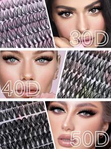 Queenice 640片裝個別睫毛簇 D捲 9-16mm 30D-50D 混合萬聖節主題 DIY 睫毛接種套組 自然濃密纖長 輕盈超柔軟 可重複使用假睫毛 適用於居家萬聖節 Cosplay 日常妝容 - 黑色 - 查看 5