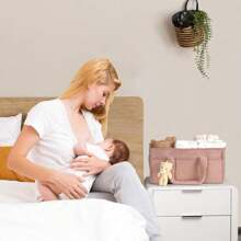 1 件装婴儿尿布收纳盒，适用于换尿布台，婴儿尿布和婴儿湿巾收纳篮，婴儿洗澡礼物，汽车收纳盒，育儿室尿布收纳盒，便携式尿布收纳