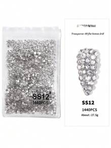 Ss3 Ss4 Ss5 Ss6 Ss8 Ss10 Ss12-Ss40 Đá pha lê phẳng không cần cố định nóng màu sắc cho móng tay, dùng cho nghệ thuật làm móng 3D, trang trí đá quý, đồ thủ công tự làm, đồ trang sức, phụ kiện làm móng, đồ dùng làm móng, móng tay, đồ trang trí móng tay - trắng - Xem 12