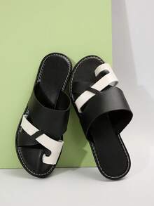 女士拼布凉鞋 - 时尚圆头、超舒适、平底夏季鞋 - 非常适合海滩探险、轻便且全天穿着 - 黑白 - 查看 6