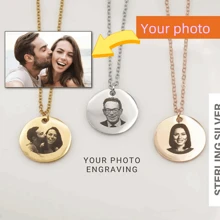[定制]个性化照片项链 - 个性化珠宝，肖像项链，照片激光雕刻项链纪念礼物 - 彩色 - 查看 1