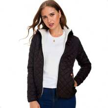 Women's Lightweight And Thin Quilted Thermal Jacket - Black - View 1
