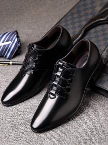 Men's Business Casual Formal Shoes, British Style Low-Top Dress Shoes, Plus Size - Black - View 2