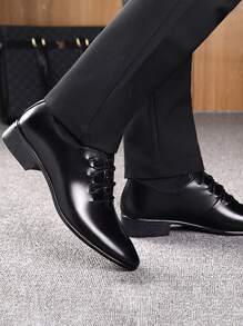 Men's Business Casual Formal Shoes, British Style Low-Top Dress Shoes, Plus Size - Black - View 4
