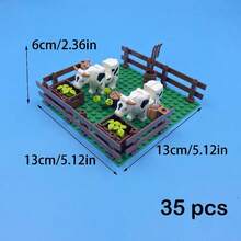 MOC Small Particle Assembly Building Blocks Farm Manor Ranch Field Scene Combination Sheep Pen Cowshed Chicken Coop Panda Bamboo Grove DIY Building Blocks Toy - Multicolor - View 17