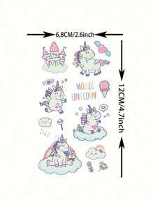 STARTTOOS 15 件装独角兽夜光临时纹身贴纸，适合男孩和女孩，可爱又有趣，防水假夜光纹身贴纸，生日礼物和派对装饰