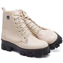 Women's Beige Tractor Sole Ankle Boots - 110 màu be - Xem 3