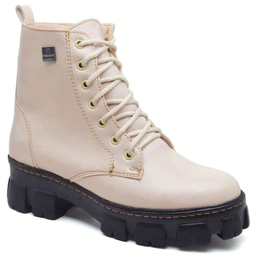 Women's Beige Tractor Sole Ankle Boots - 110 màu be - Xem 1
