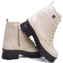 Women's Beige Tractor Sole Ankle Boots - 110 màu be - Xem 4