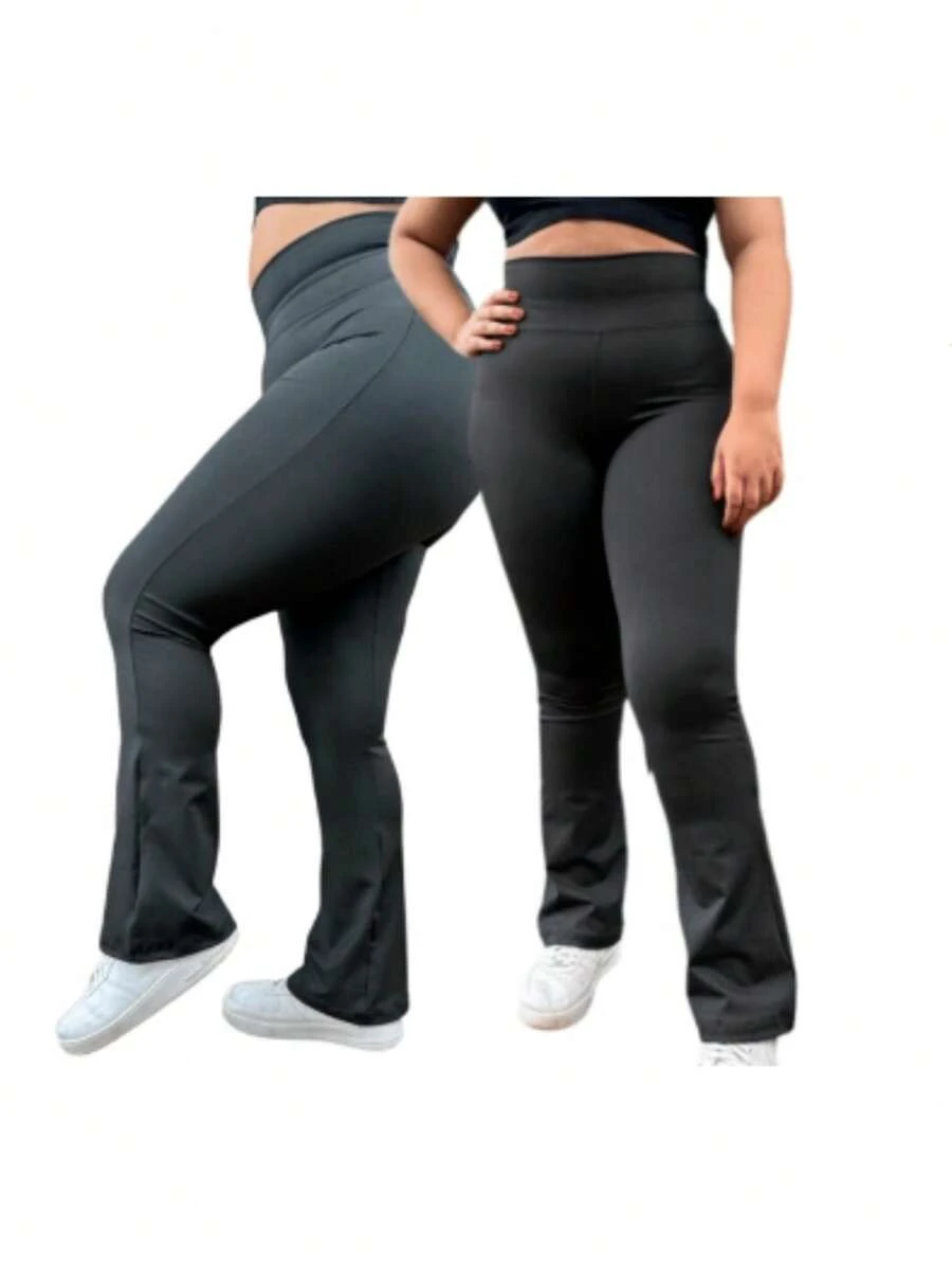 Women's Plus Size Ballet Flare Leggings Zero Transparency High Waist G1 To G3 - 彩色 - 查看 1