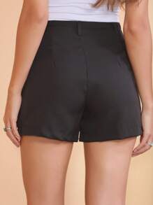 WUUW Women's Shorts Tie At The Waist Solid Colors One Size - 黑色 - 查看 3