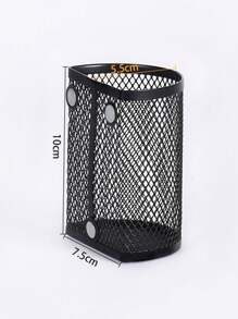 Magnetic Mesh Pen Holder 1 Basket, Powerful Magnet For Whiteboard, Refrigerator And Locker, Metal Iron Mesh Pen Holder Square Minimalist Clutter Storage Iron Magnetic Pen Holder For Office Literature And Creativity - Black - View 10
