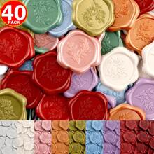 BAOFALI 40 张桉树真蜡封贴纸自粘式婚礼请柬信封礼物封口贴纸 - 彩色 - 查看 2