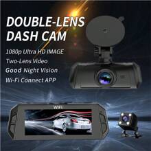 3-Inch Dash Cam With Front And Rear 1080P WiFi, Suitable For Cars Equipped With A 1080P Rear Camera, Dual Dash Cam Without Card, Dashboard Camera With Night Vision Function, Parking Monitor