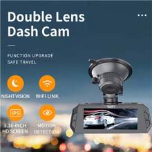 3-Inch Dash Cam With Front And Rear 1080P WiFi, Suitable For Cars Equipped With A 1080P Rear Camera, Dual Dash Cam Without Card, Dashboard Camera With Night Vision Function, Parking Monitor