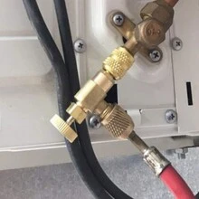 Válvula de Seguridad Líquida, 2 Piezas R410A R22 Aire Acondicionado Refrigerante 1/4"Adaptador de Seguridad Válvula de Carga de Refrigerante,Válvulas De Seguridad Para Cargar Refrigerante R410a Y R22 - Dorado - Ver 8