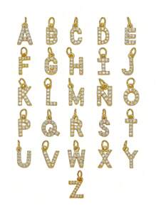 女士字母项链，大写CZ A-Z字母金项链，粗链项链，嘻哈风格首饰 - 金色 - 查看 2