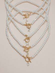 女士字母项链，大写CZ A-Z字母金项链，粗链项链，嘻哈风格首饰 - 金色 - 查看 4