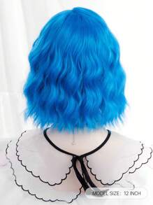 Tóc giả bob xoăn gợn sóng tổng hợp chịu nhiệt 12 inch, màu xanh dương, thích hợp cho Halloween, tiệc tùng hàng ngày và sử dụng mùa đông. - Màu xanh lam - Xem 7