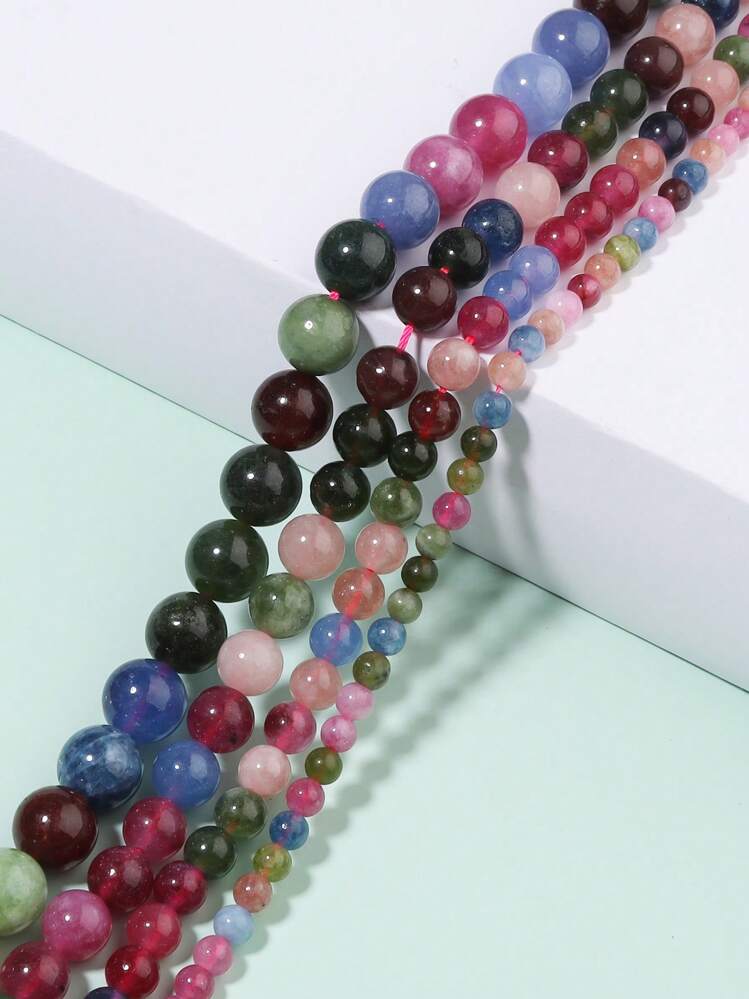 天然石頭多色碧玉圓形散珠4 6 8 10毫米,可選擇尺寸進行手工珠寶製作,diy手鏈項鍊飾品 - 彩色 - 查看 3