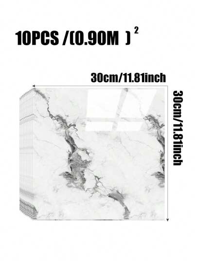 Marble Peel Stick Waterproof Shower Wand Panels, Backsplash Tile, PVC Panels Bathroom, Kitchen, Living Room 11.8"X11.8" Tiles, Renovation Stickers Paper, Wallpapers, ation Items Refresh Your Home, Festival Birthday Graduation view 3