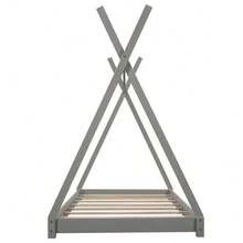 Twin Size House Platform Bed With Triangle Structure,Gray - 灰色+松木 - 查看 8