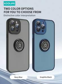 1 Stück Koolife hautfreundliche Rotationsring Handyhülle mit eingebautem Linsenfilm, beidseitig matter PC+TPU kompatibel mit iPhone 13/13Pro/13ProMax/14/14Plus/14Pro/14ProMax/15/15Pro/15Plus/15ProMax - Graphitschwarz - Übersicht 10