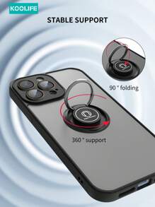 1 Stück Koolife hautfreundliche Rotationsring Handyhülle mit eingebautem Linsenfilm, beidseitig matter PC+TPU kompatibel mit iPhone 13/13Pro/13ProMax/14/14Plus/14Pro/14ProMax/15/15Pro/15Plus/15ProMax - Graphitschwarz - Übersicht 4