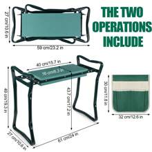 Garden Kneeler And Seat - Heavy Duty Folding Stool For Gardening, Protects Knees And Back, Supports Up To 330 Lbs - Ideal For Gardeners - màu xanh lá - Xem 2