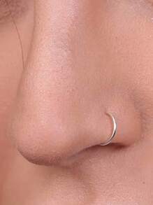 1pc New Hot Sell 925 Sterling Silver D Shape Fake Nose Ring 18G Fashion Non Pierced Nose Hoop Jewelry