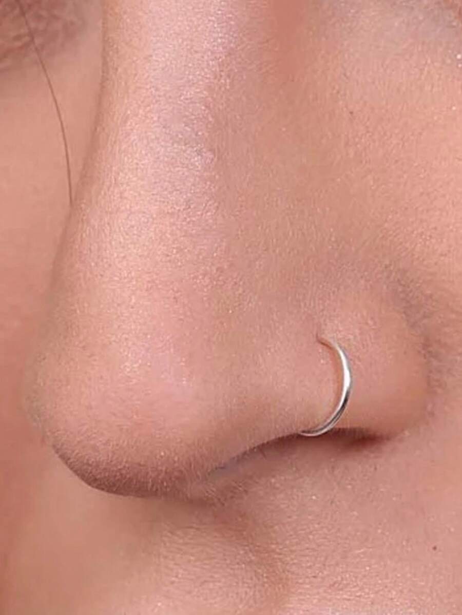 1pc New Hot Sell 925 Sterling Silver D Shape Fake Nose Ring 18G Fashion Non Pierced Nose Hoop Jewelry