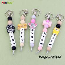 Ausbay 定制包袋名牌 ID 标签，带名称，个性化硅胶串珠名牌，用于背包，硅胶名牌 ID 标签，带名称 - 灰色 - 查看 7