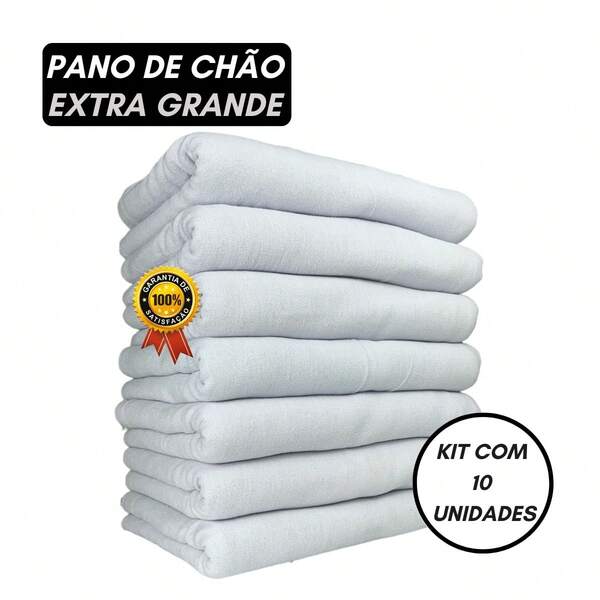 Kit 10 Panos De Chão Premium Grosso 100G 70x45cm 100% Algodão Cozinha Banheiro Lavável Multiuso Alta Qualidade