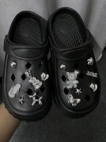 13pcs/Set Cartoon Bear Detachable Decoration Charms For Hollow Out Clogs, Garden Shoe Accessories