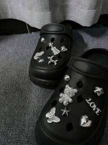 13pcs/Set Cartoon Bear Detachable Decoration Charms For Hollow Out Clogs, Garden Shoe Accessories