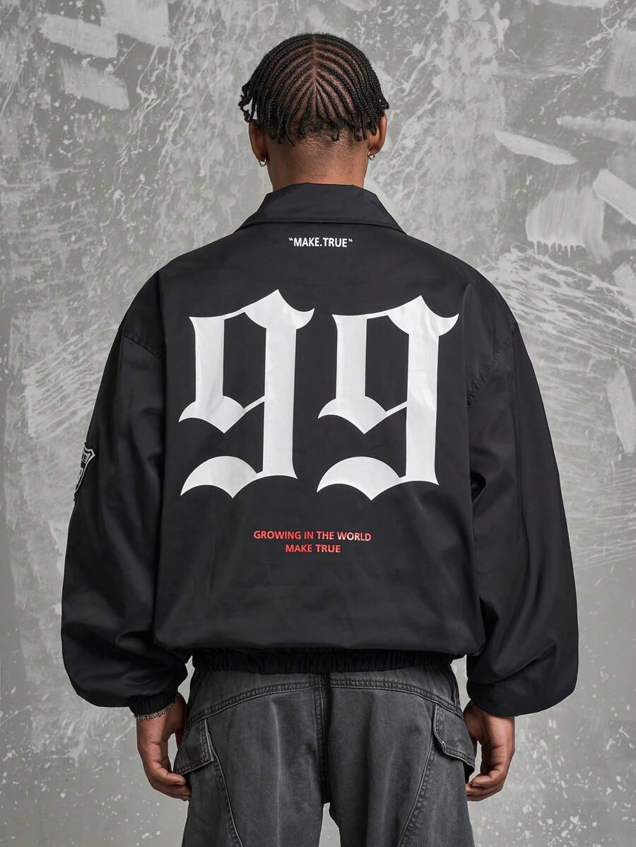 MT99 Giacca Streetwear americana stile motociclista con toppe ricamate, Giacca a vento sportiva vintage casual e ampia, Moda