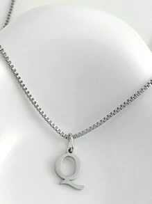 Magic Fish 1pc Classic 26 Alphabet Letter Necklace A-Z Initial Pendant Necklace Stainless Steel Jewelry Gift, Suitable For Daily Wear