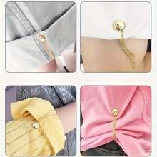 3pcs/Set Adjustable Magnetic Waist Clips, Versatile T-Shirt Hem Clips, Perfect Fit Metallic Snap Buttons, Available In White/Gold/Black School