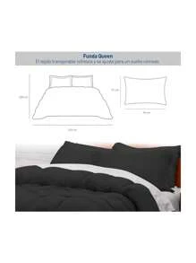 Juego de Funda Duvet para Edredon Queen - Negro - Ver 4