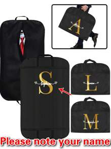 1pc Customized Portable Dustproof 1pc 1pc Clothing Covers Personal Tailor Nonwovens Waterproof Clothes Dust Cover Tote Bags Personalized Custom Pattern Name Initials A To Z Letter Clothes Dust Case Dress Protector Garment Bags Outdoors Close Organizer Dress Cover Suit Coat Storage Bag Garment Bags Wardrobe Hanging Garment Protector Cover Bag, Multifunction, Versatile, Large Capacity, Lightweight, Functional, Practical, All-Purpose, Colorful, Cute, Adorable, Contracted, Funny, Kawaii, Y2K, Minimalist, Commuting, Business Casual, Basics, Custom, Personalized, Unique, Customized, Ideal Gifts For Him, Ideal Gifts For Her, Her, Boyfriend, Girlfriend, Family, Friends, For Anniversaries, For Birthdays, For Holiday/ Vacation, For Outdoors/Outings/Travel/Hiking/Stadium/Sports/Climbing, For Business/Commute/Work/Office, Travel