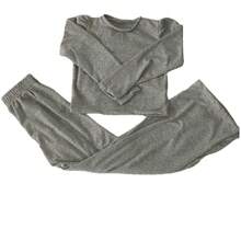 KIT 3 Conjunto lanzinha feminino de frio 2 peças de calça pantalona e blusa manga longa - Bege - Visão 2