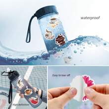 50 张咖啡贴纸包 | 乙烯基美学贴纸，适用于剪贴簿、日记本、笔记本电脑、保险杠、滑板、水瓶、电脑、电话、卡通、安全帽、汽车贴纸 - 彩色 - 查看 7