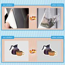 50 张咖啡贴纸包 | 乙烯基美学贴纸，适用于剪贴簿、日记本、笔记本电脑、保险杠、滑板、水瓶、电脑、电话、卡通、安全帽、汽车贴纸 - 彩色 - 查看 6