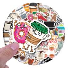 50 张咖啡贴纸包 | 乙烯基美学贴纸，适用于剪贴簿、日记本、笔记本电脑、保险杠、滑板、水瓶、电脑、电话、卡通、安全帽、汽车贴纸 - 彩色 - 查看 5