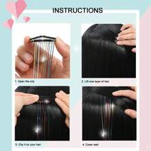 6pcs Shiny Hair Clips, 23.6 Inch Sequin Hair Clips, Heat Resistant Shiny Fairy Hair Accessories, Suitable For Women (Black)