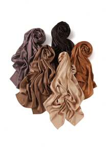 1 Piece Ladies High Quality Solid Color Soft Shimmer Diamond Crepe Crinkle Satin Silk Hijab Scarf Plain Glitter Shiny Muslim Tudung Shawl