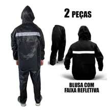 Motorcycle Raincoat Motorcycle Jacket Pants Reinforced Set - 黑色 - 查看 5