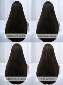 1-Piece Synthetic Heat Resistant Straight Hair Bangs Wig Brown 26 Inches Full Machine Weave Daily Natural Realistic Wig