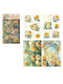 4 张/包烫印复古花卉植物拼贴材料纸用于背景复古垃圾日记本美学贴纸相册剪贴簿 - 彩色 - 查看 15